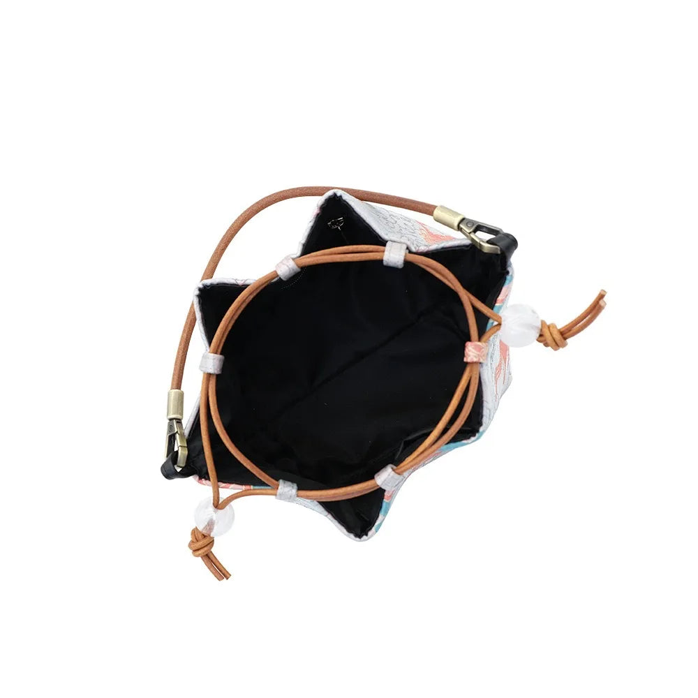 Pastel Myth Print Drawstring Bucket Bag