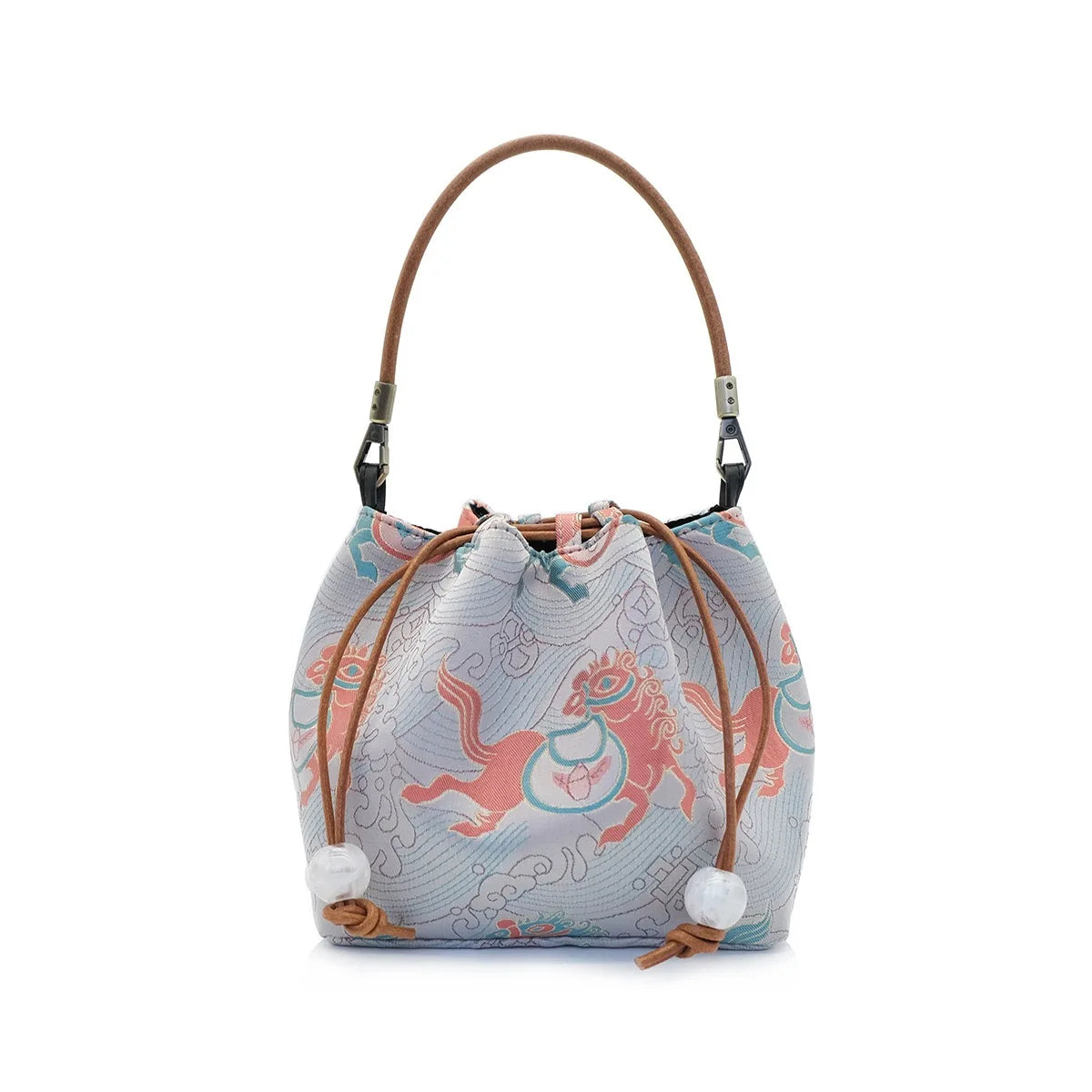 Pastel Myth Print Drawstring Bucket Bag