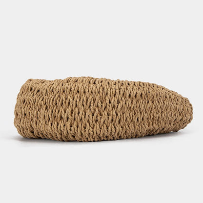 Woven Straw Top‑Handle Bag with Lace Bow
