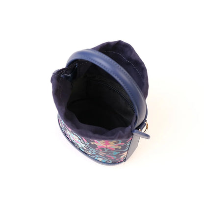 Embroidered Drawstring Mini Bucket Bag